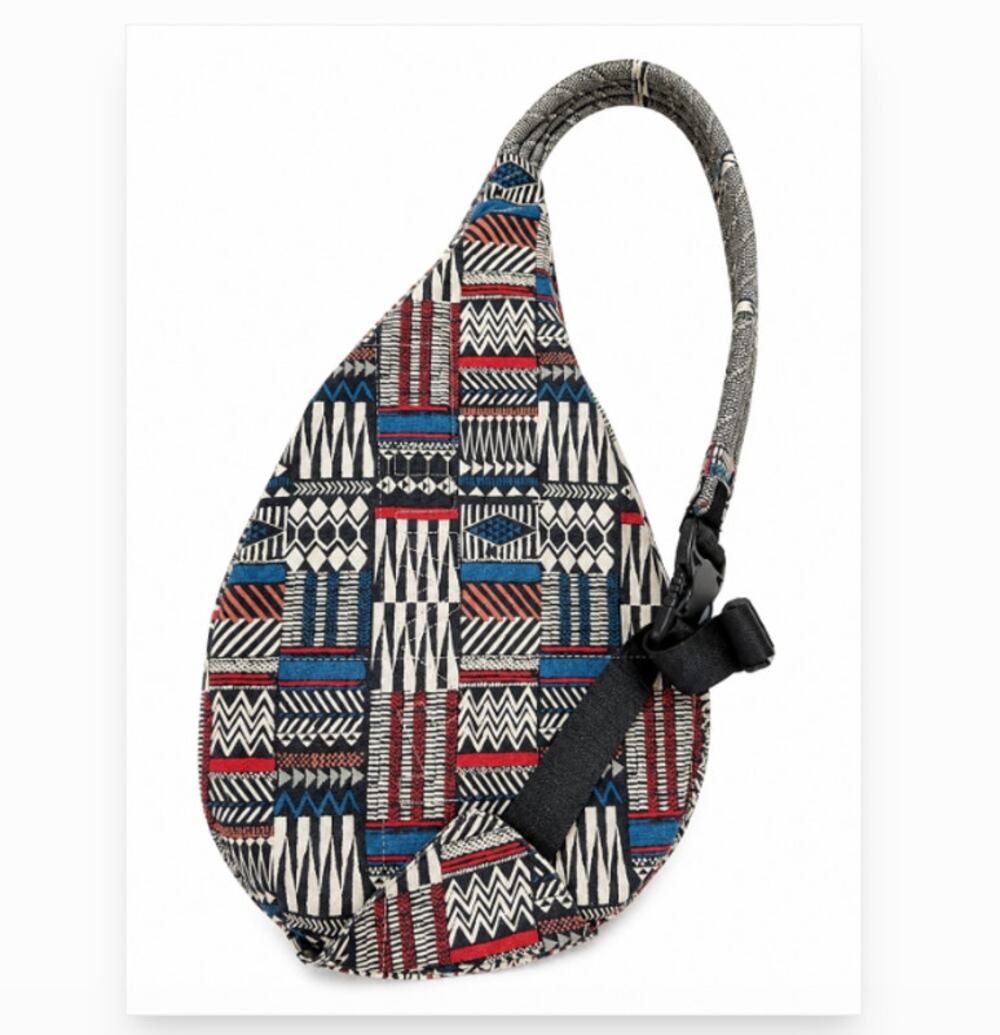 KAVU Rope Sling Crossbody Backpack Tribal Geometric Print Canvas Shoulder Bag